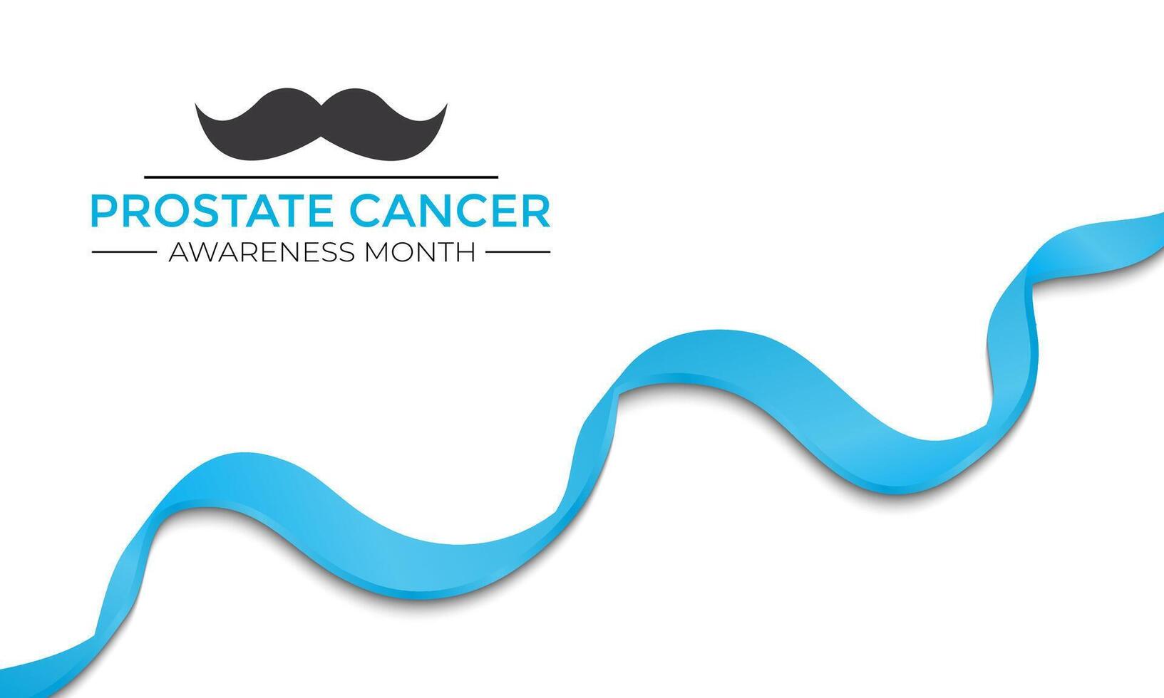 illustration Prostate Cancer Awareness Realistic Light-Blue Ribbon with mustache .Background, placard, banner design template. vector