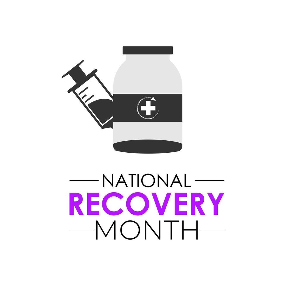 National Recovery Month is observed every September in the United States to raise awareness about mental health and substance use.Calligraphy Realistic Teal Ribbon. Banner poster, flyer and background vector