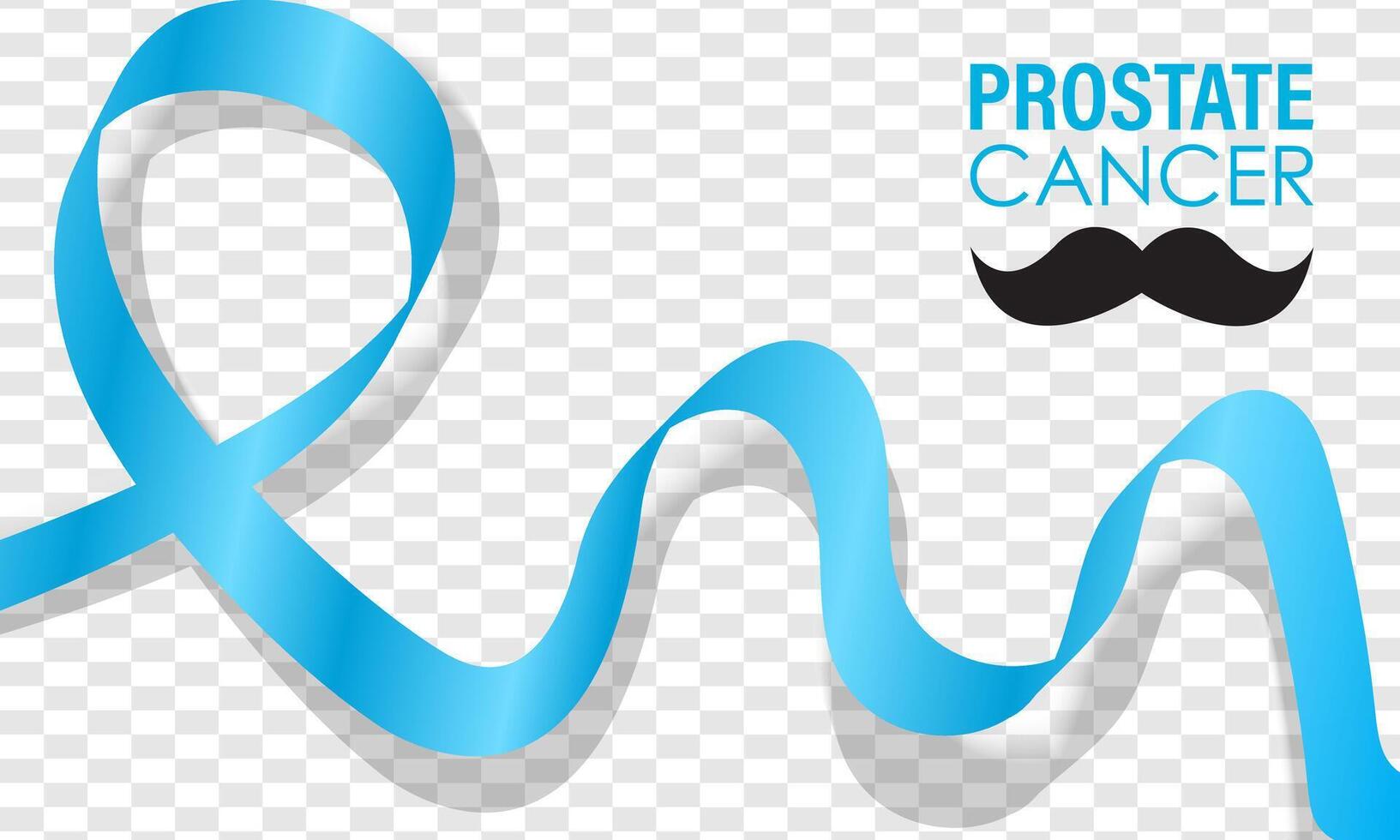 illustration Prostate Cancer Awareness Realistic Light-Blue Ribbon with mustache .Background, placard, banner design template. vector