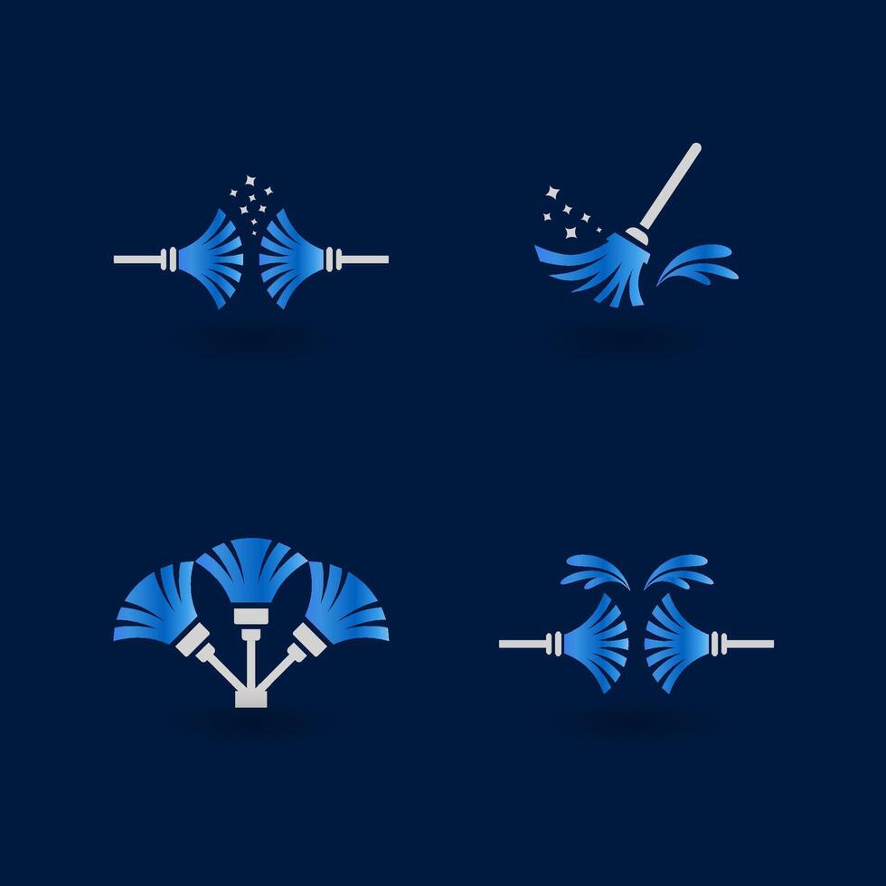 Cleaning service mob icons set. vector