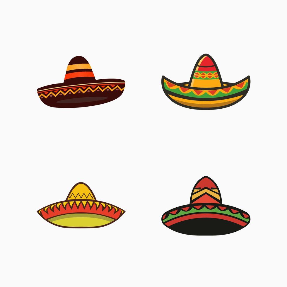Sombrero hat illustration design set. vector