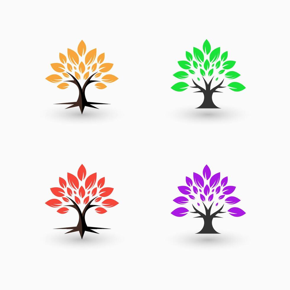 Tree illustration design set. vector
