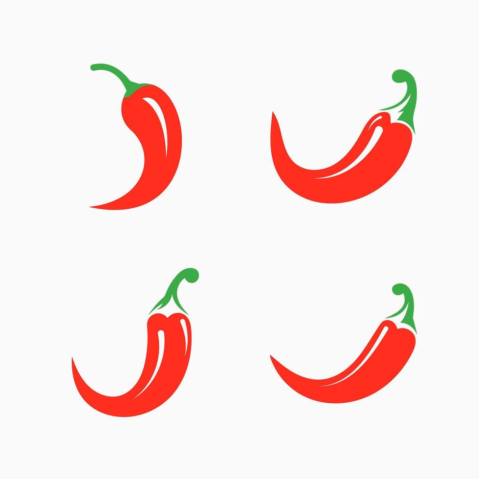 Red Chili, Peppers illustration set design. vector