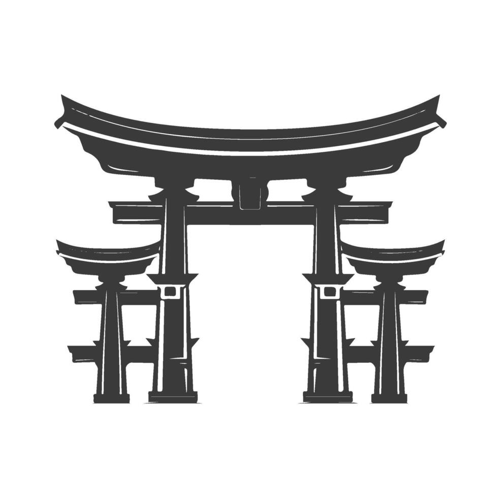 set of traditional Japanese temple gates illustration , vector