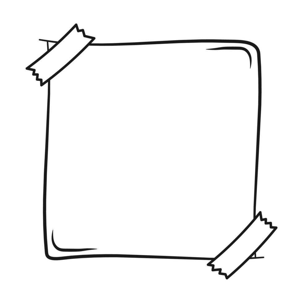 Handrawn blank memo paper with double tape vector
