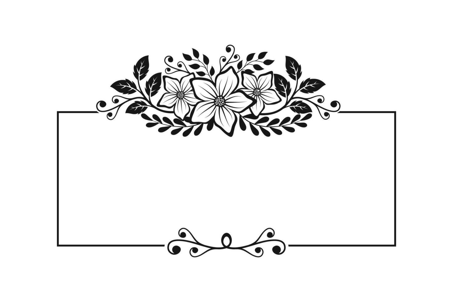 Label ornament floral luxury frame wedding invitation card text box title border vector