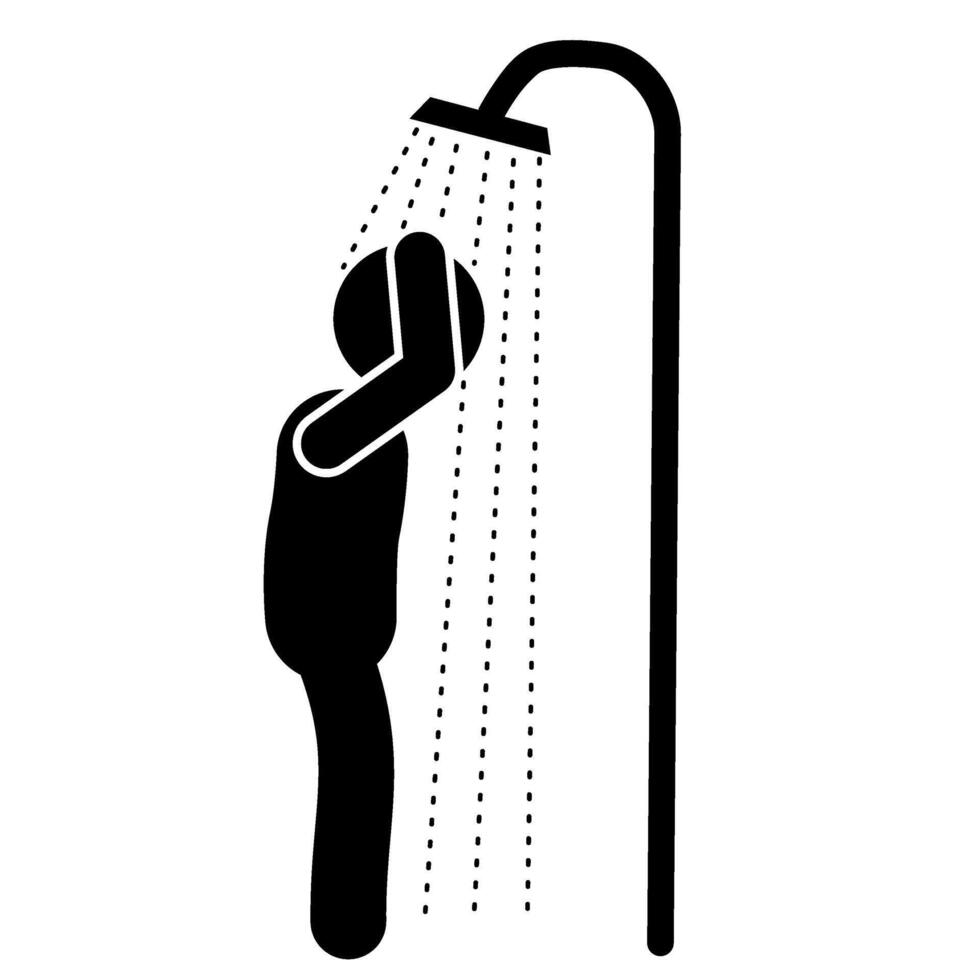 illustration of a silhouette of a person taking a shower vector