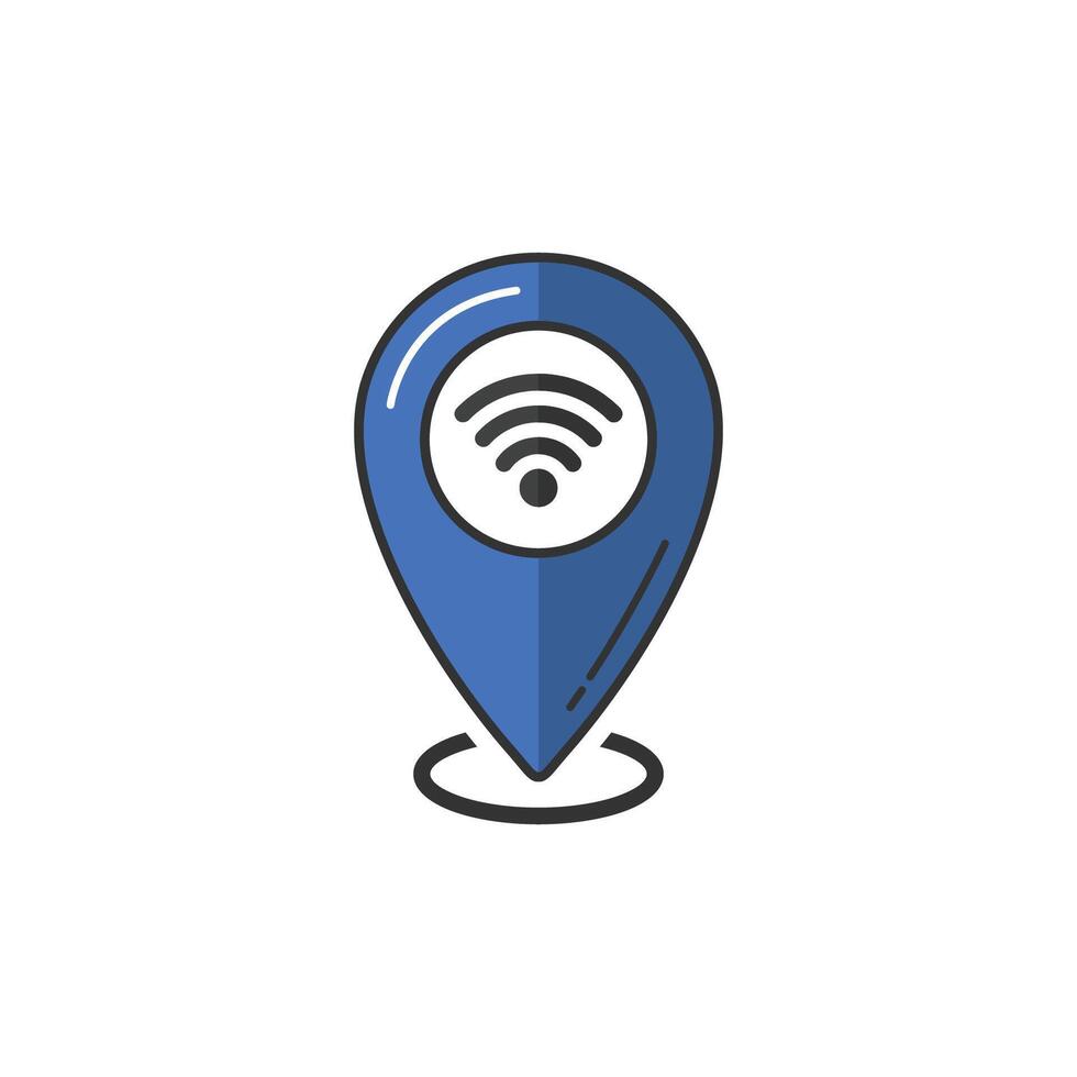 Map marker with Wifi signal icon, map pin, GPS location symbol vector