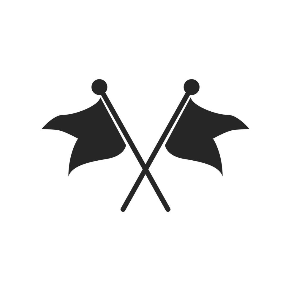 Crossed flags icon. Monochrome black and white symbol. vector