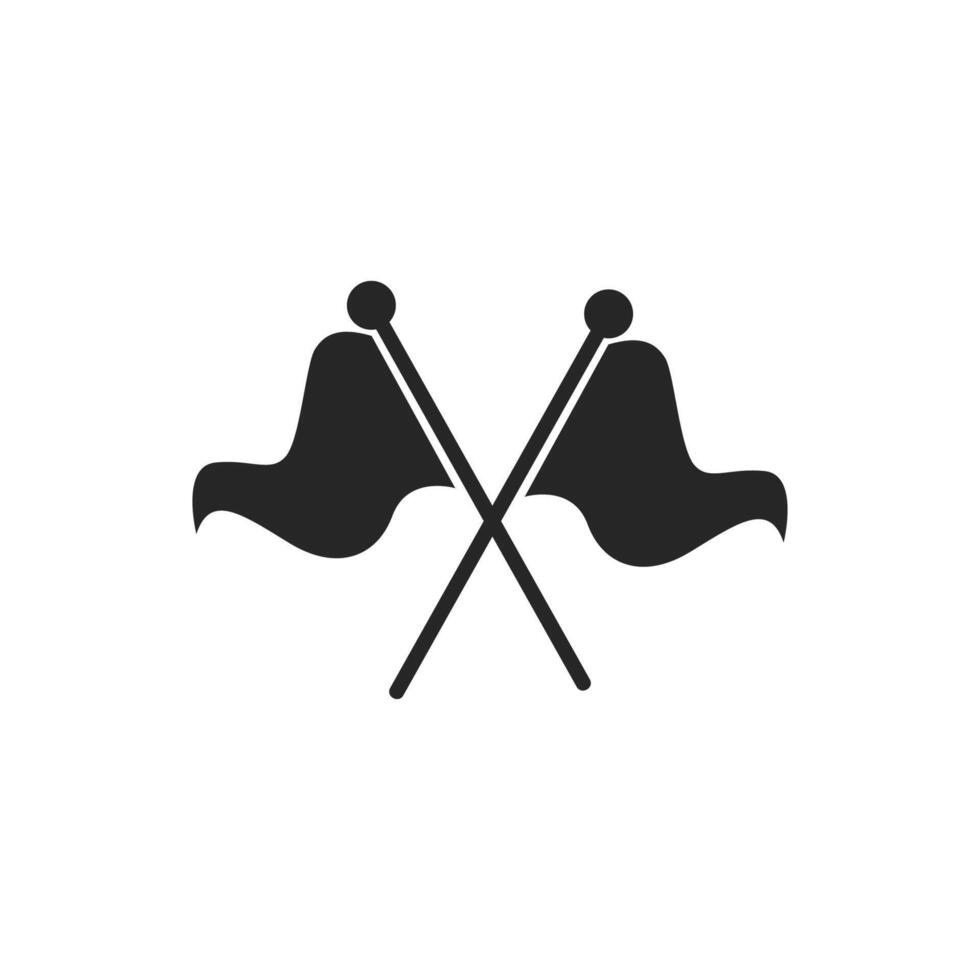 Crossed flags icon. Monochrome black and white symbol. vector