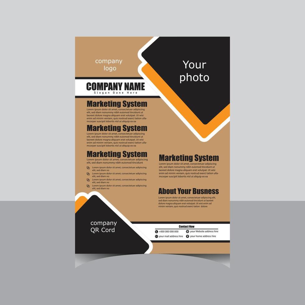a business flyer template with orange and black squares vector