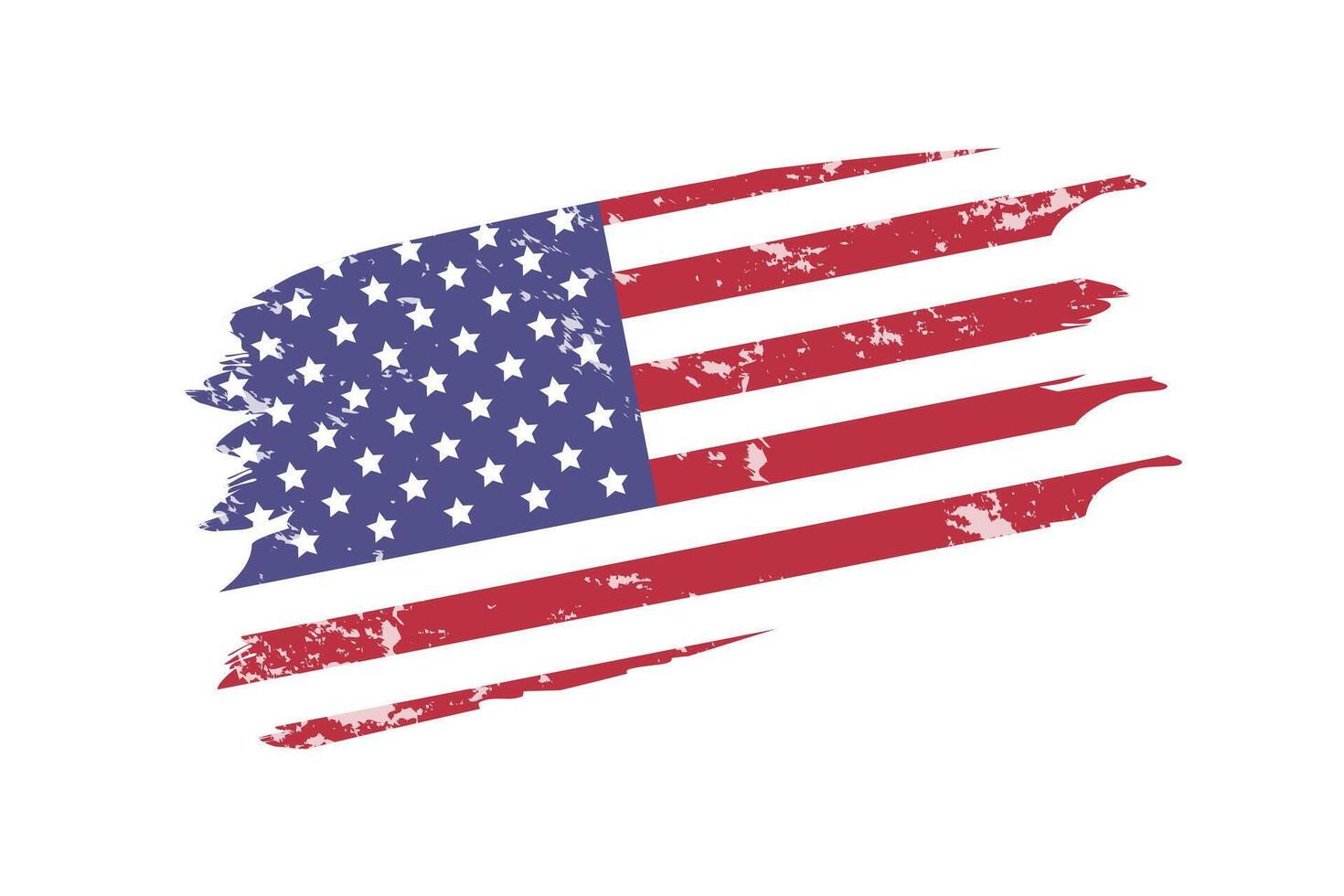 USA flag. Vintage textured American flag brush stroke. Grunge illustration isolated on white background vector