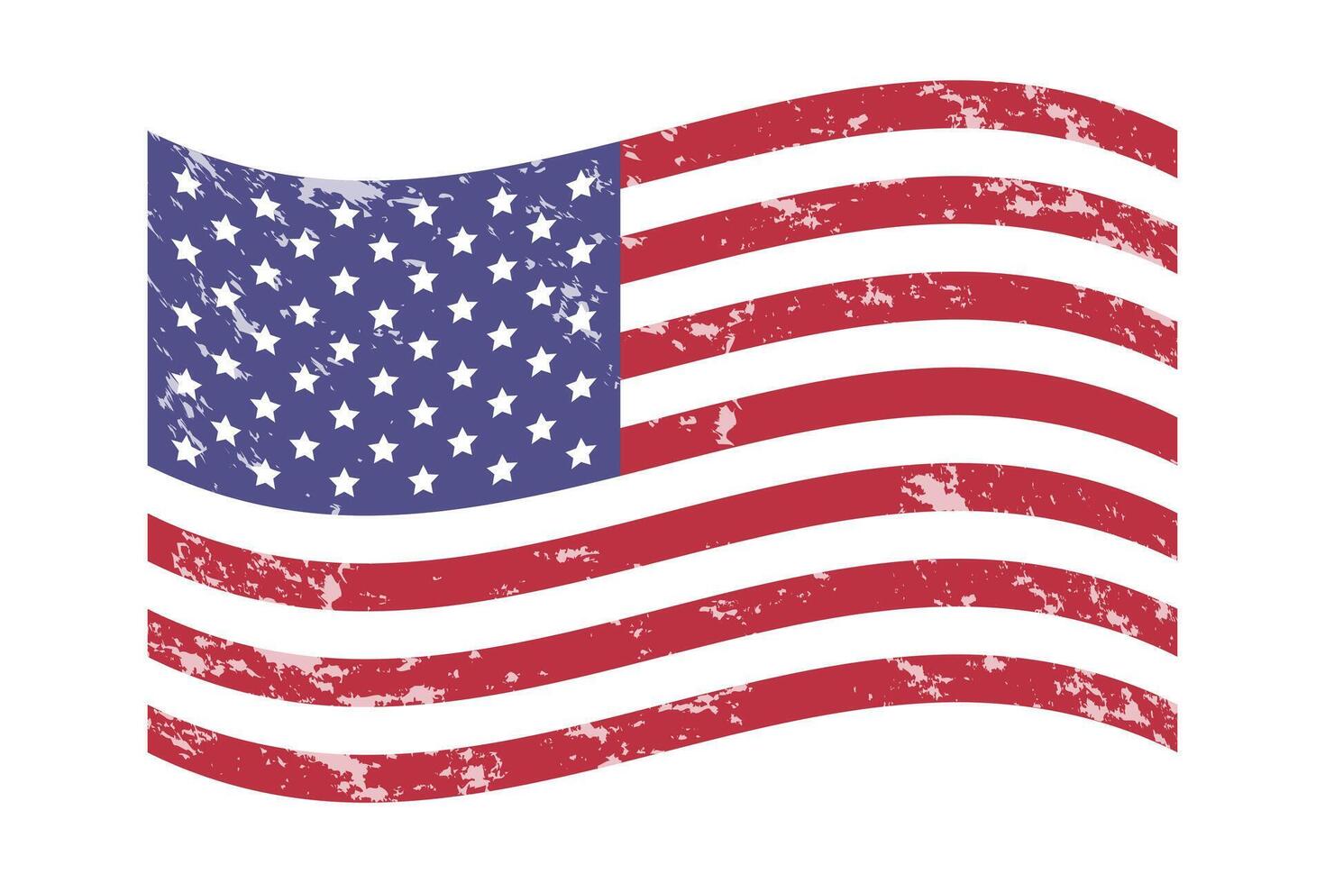 USA flag. Vintage textured American flag. Grunge illustration isolated on white background vector