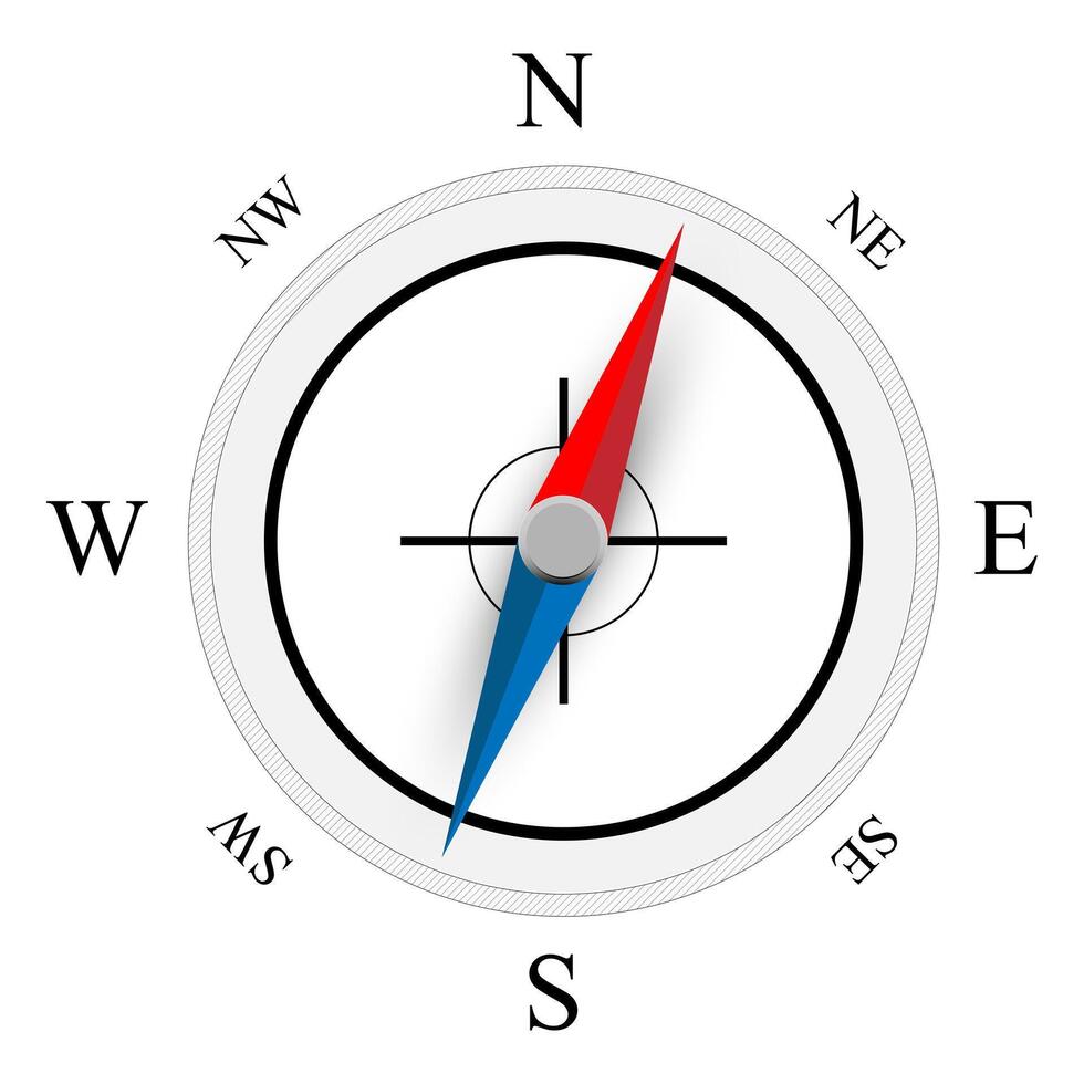 Compass rose flat style icon on isolated white background. vector