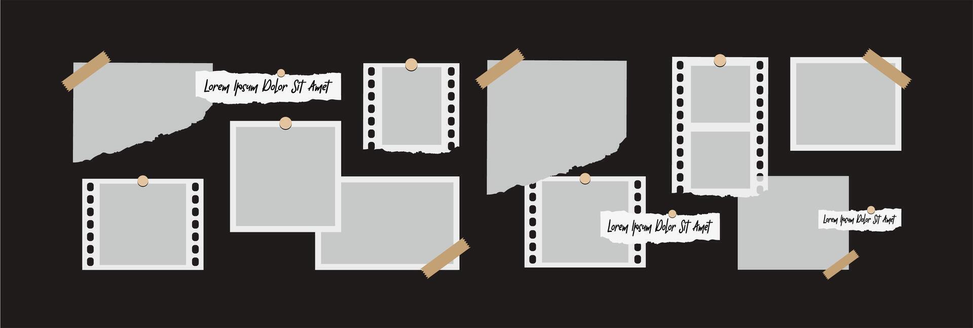 Pictures or photos frame collage. comics page grid layout abstract photo frames and digital photo wall template vector