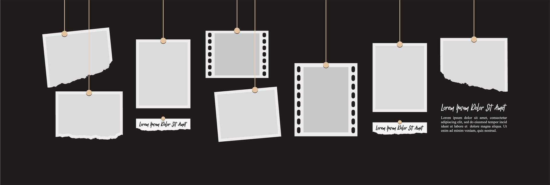 Pictures or photos frame collage. comics page grid layout abstract photo frames and digital photo wall template vector