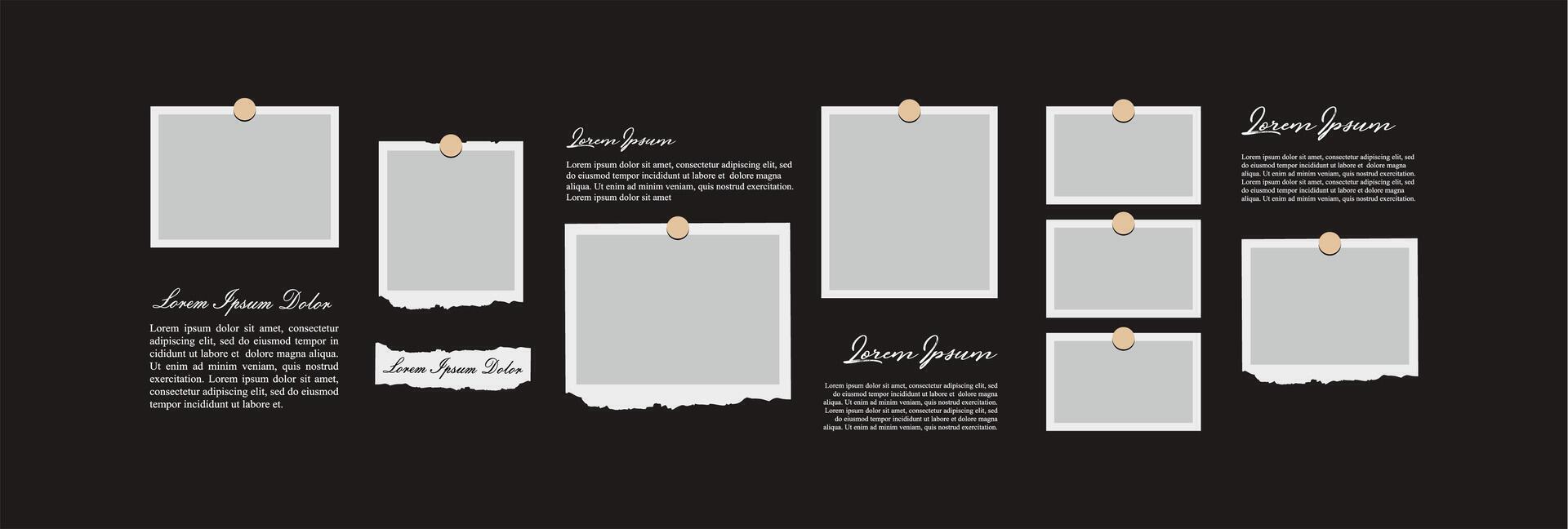 Pictures or photos frame collage. comics page grid layout abstract photo frames and digital photo wall template vector