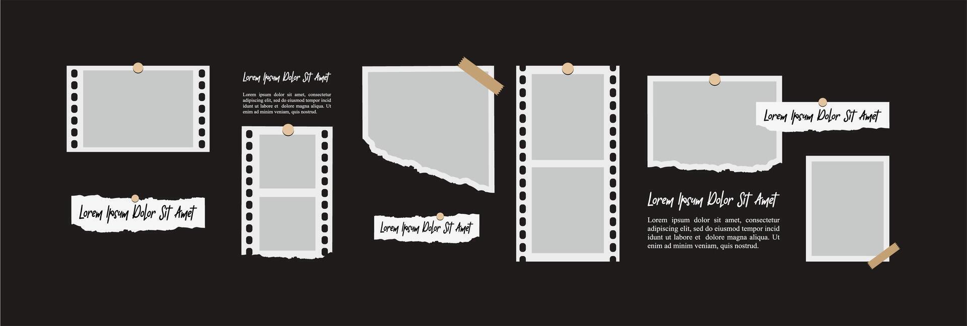 Pictures or photos frame collage. comics page grid layout abstract photo frames and digital photo wall template vector