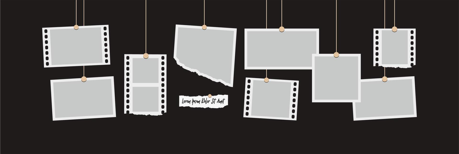 Pictures or photos frame collage. comics page grid layout abstract photo frames and digital photo wall template vector