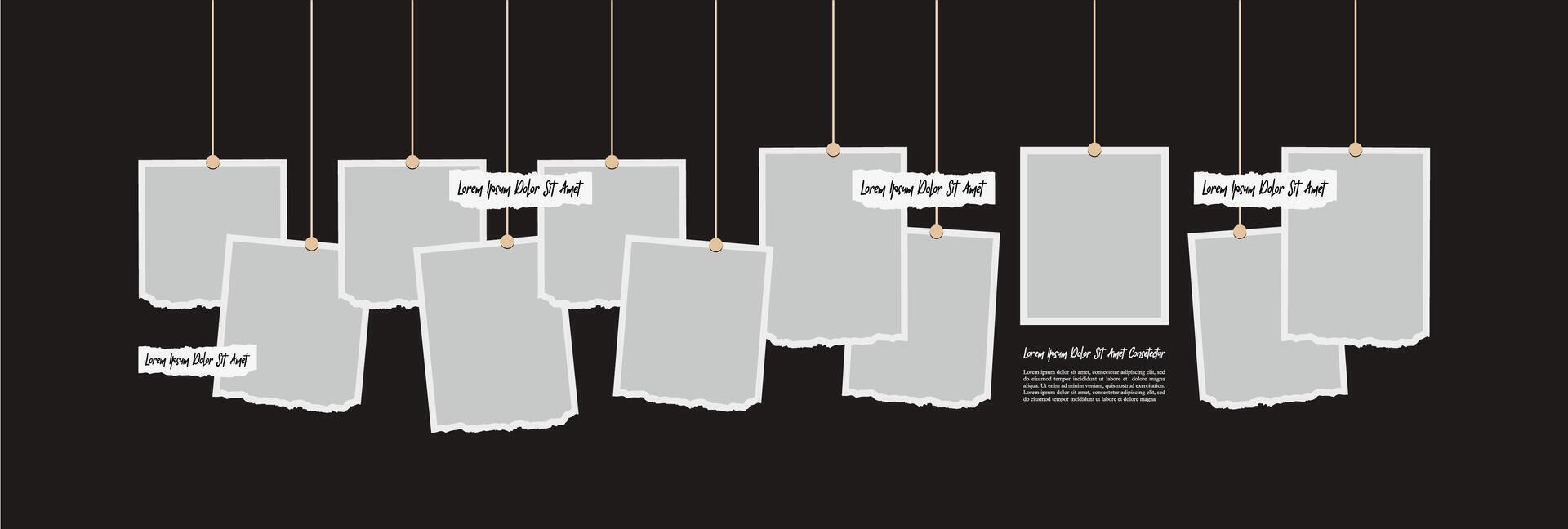 Pictures or photos frame collage. comics page grid layout abstract photo frames and digital photo wall template vector