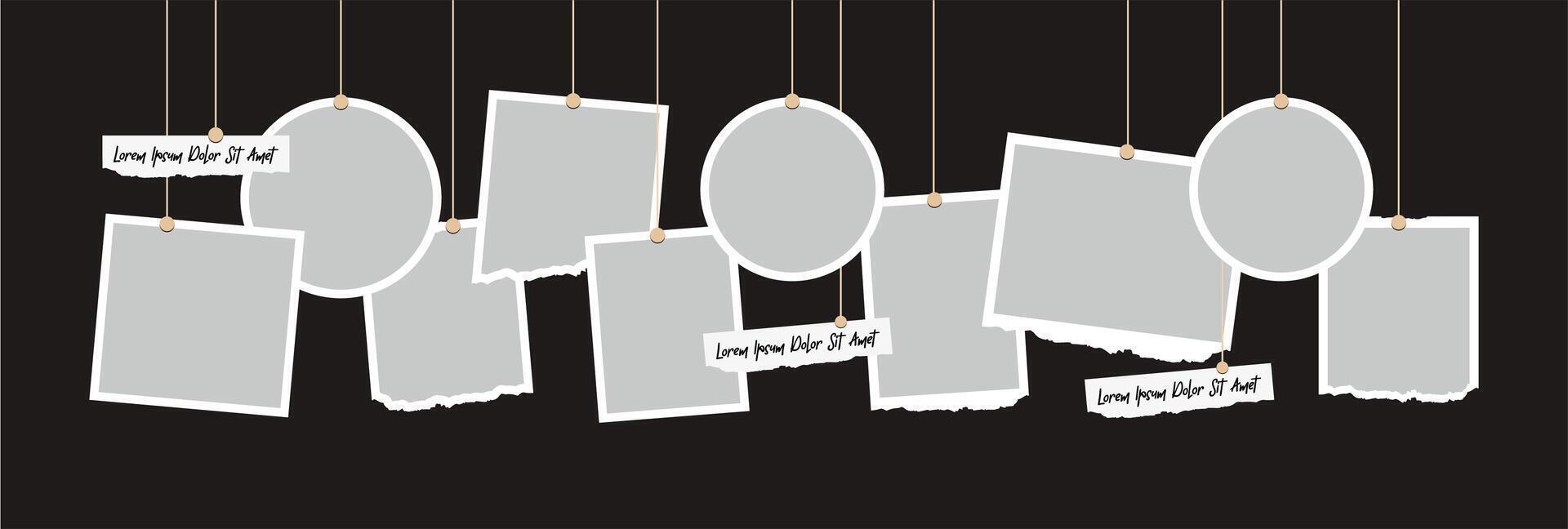 Pictures or photos frame collage. comics page grid layout abstract photo frames and digital photo wall template vector