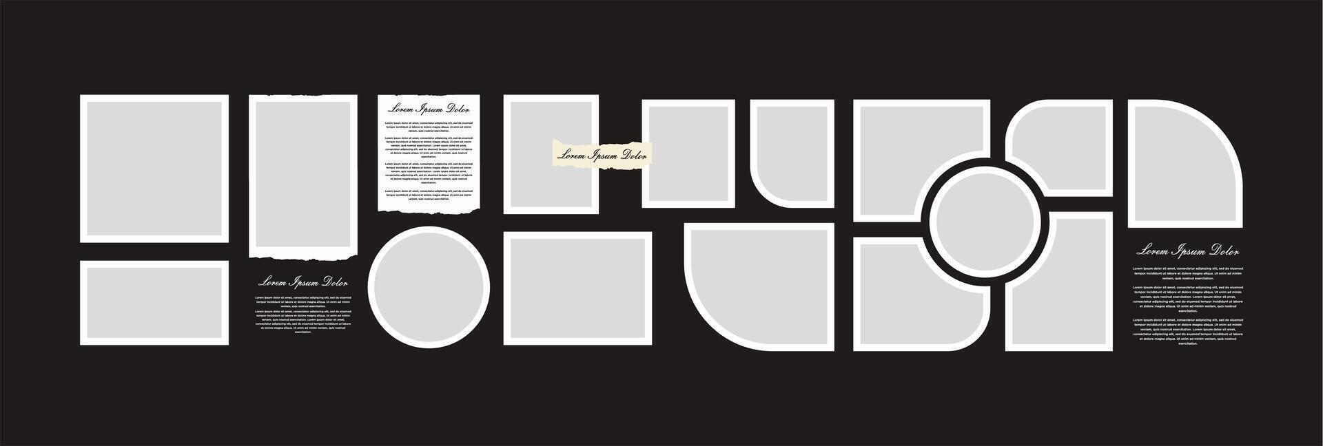 Pictures or photos frame collage. comics page grid layout abstract photo frames and digital photo wall template vector