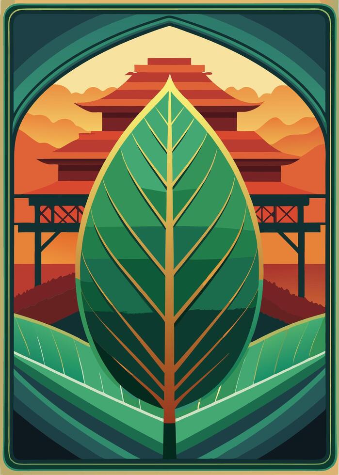 art of Leaf drawing Abstract minimal flat art vector