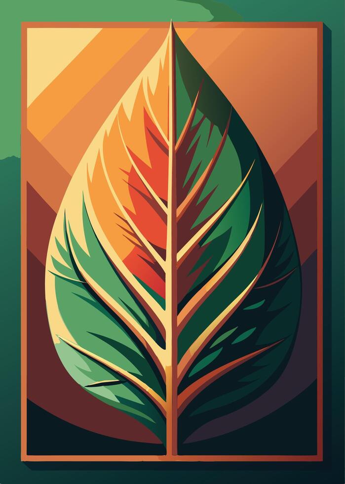 art of Leaf drawing Abstract minimal flat art vector
