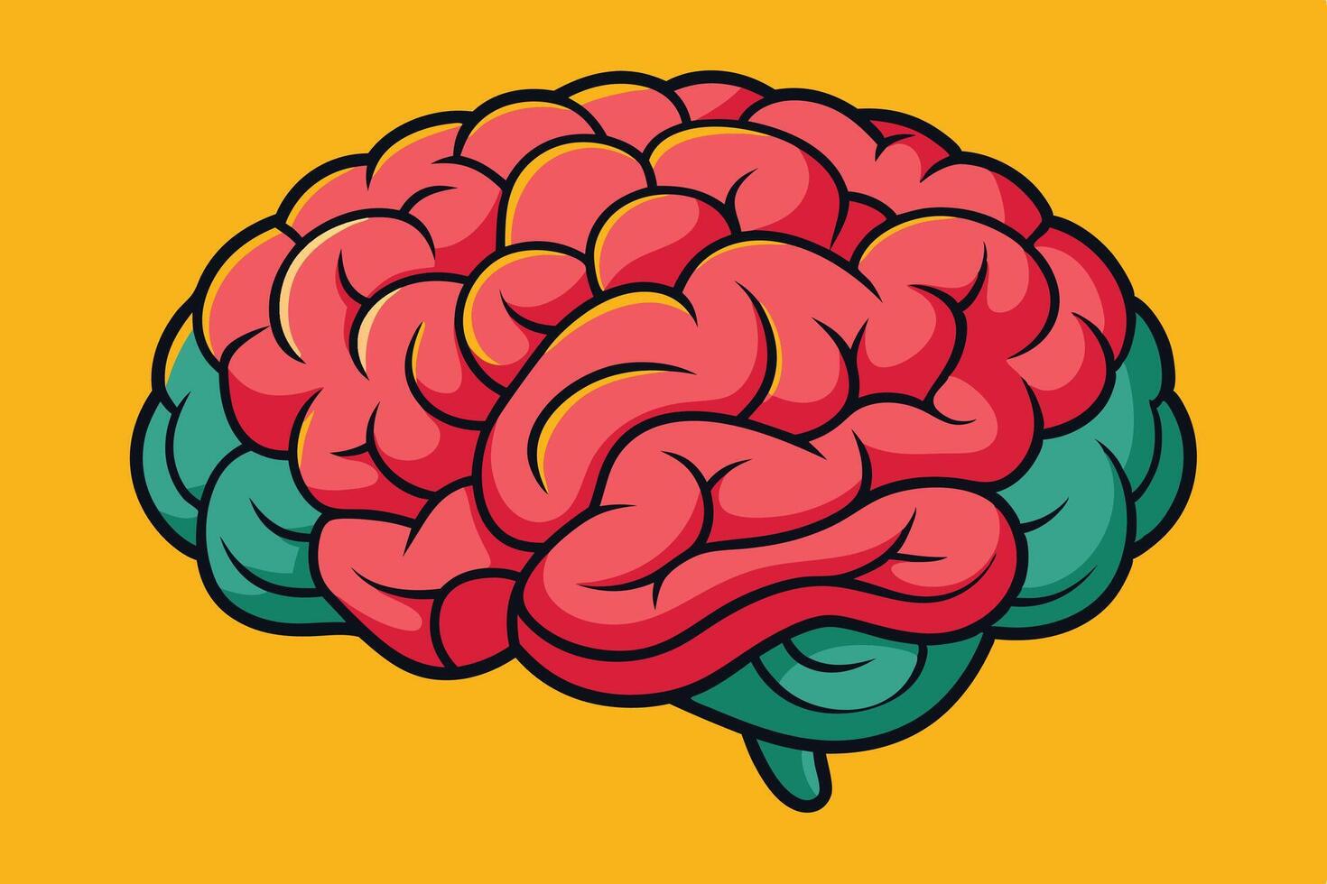 art of Human brain drawing Abstract minimal flat art vector