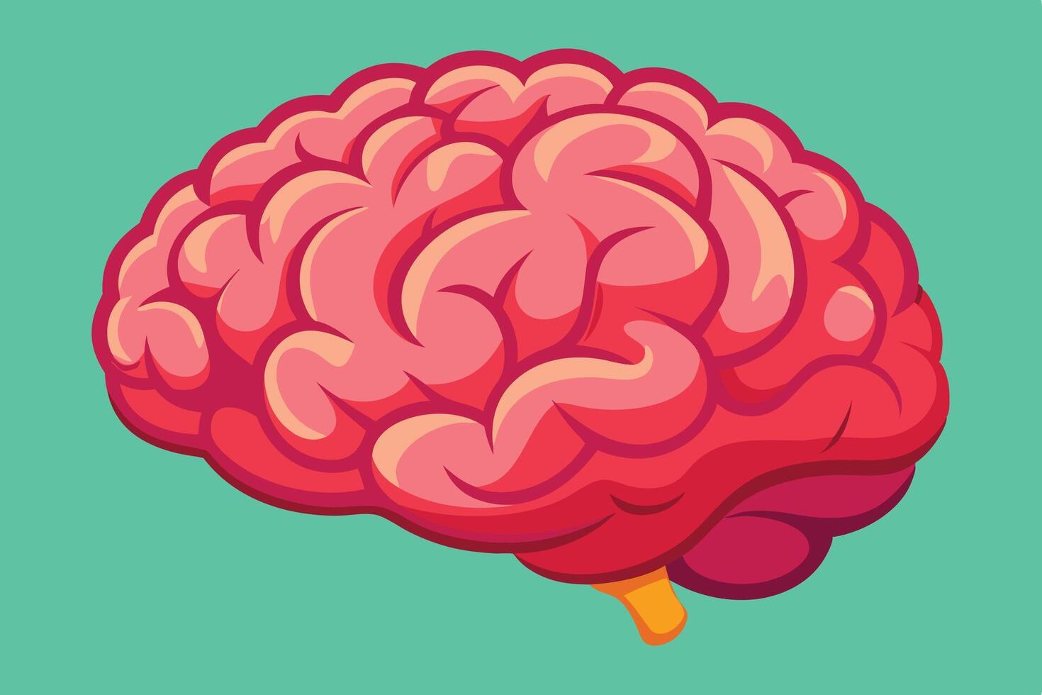 art of Human brain drawing Abstract minimal flat art vector