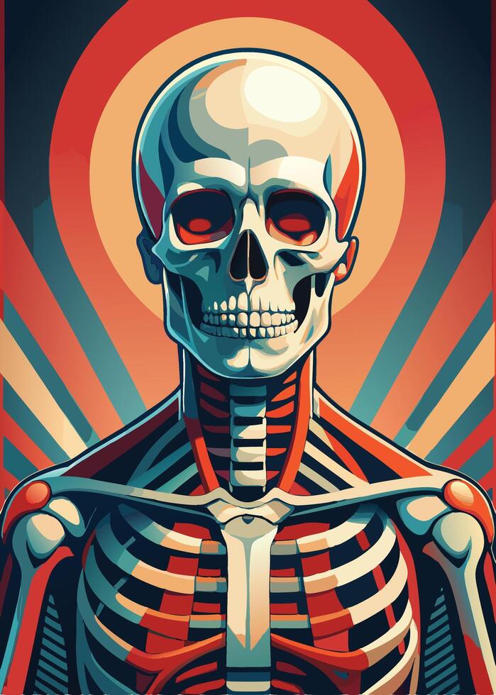 art of Human skeleton drawing Abstract minimal flat art vector
