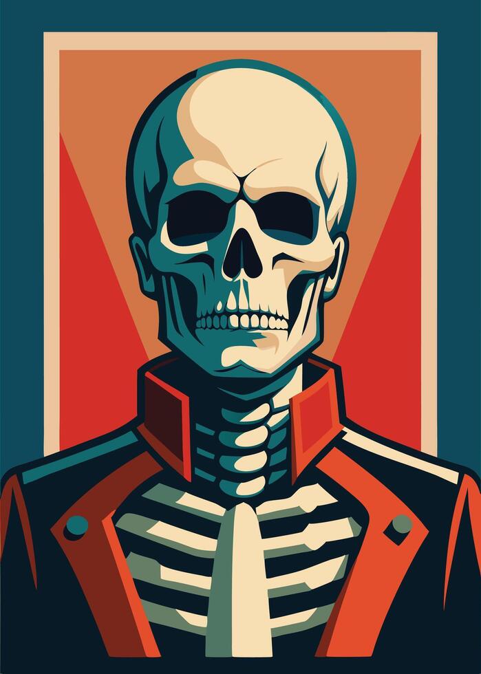 art of Human skeleton drawing Abstract minimal flat art vector