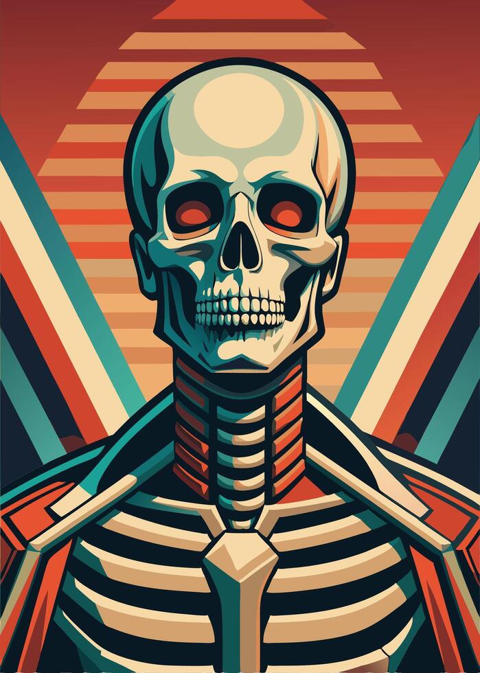 art of Human skeleton drawing Abstract minimal flat art vector