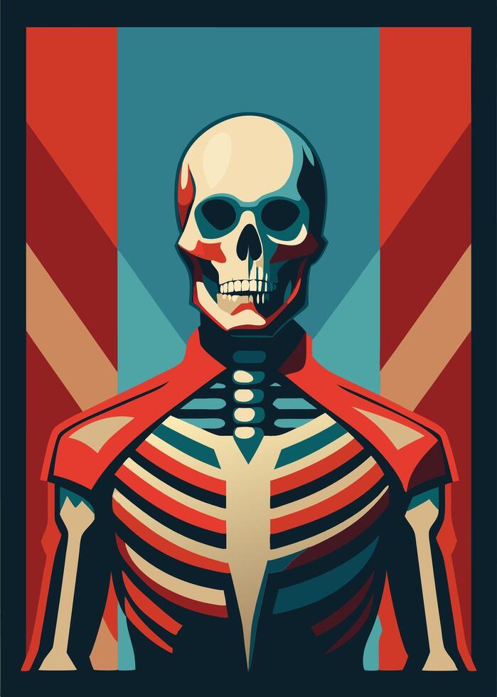 art of Human skeleton drawing Abstract minimal flat art vector