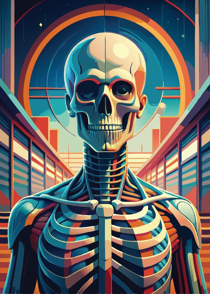 art of Human skeleton drawing Abstract minimal flat art vector