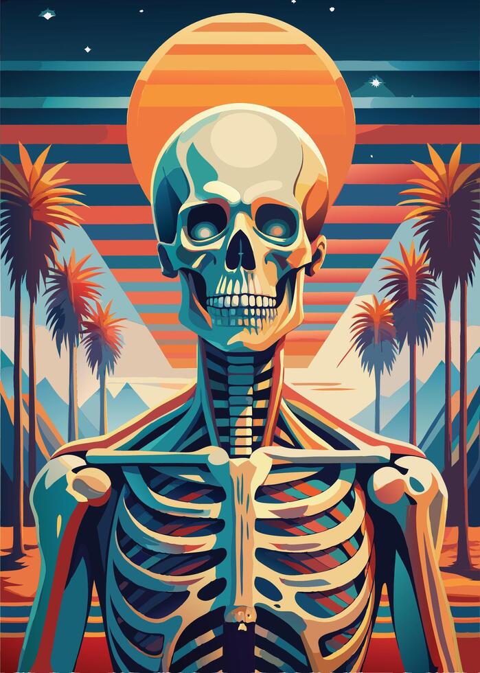 art of Human skeleton drawing Abstract minimal flat art vector