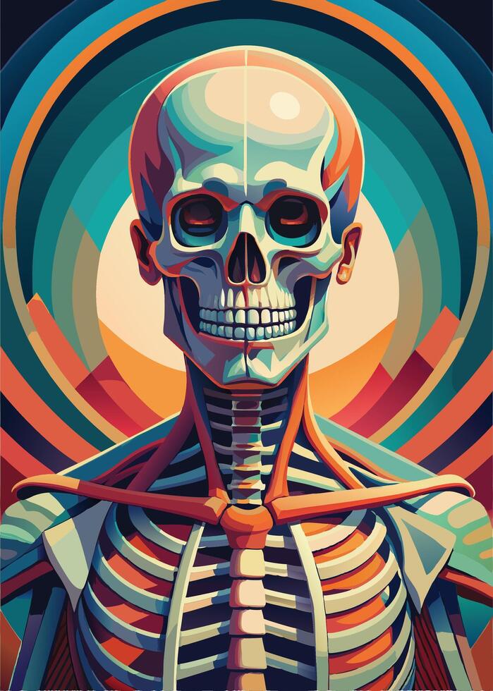 art of Human skeleton drawing Abstract minimal flat art vector