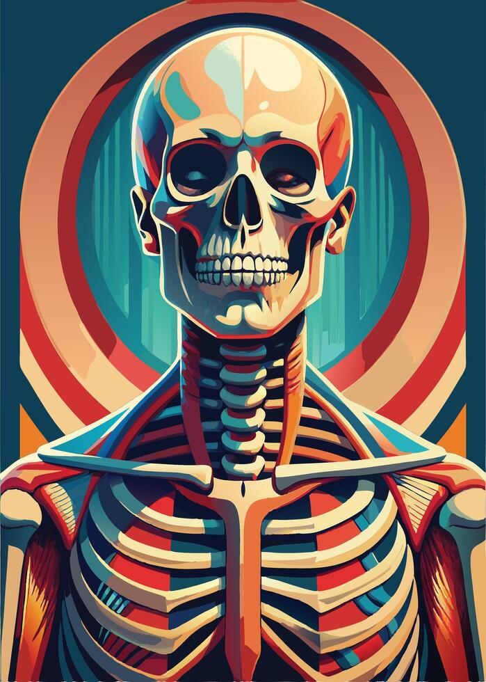 art of Human skeleton drawing Abstract minimal flat art vector