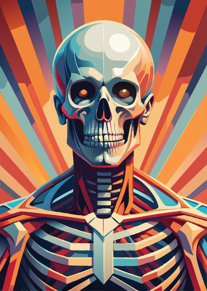art of Human skeleton drawing Abstract minimal flat art vector
