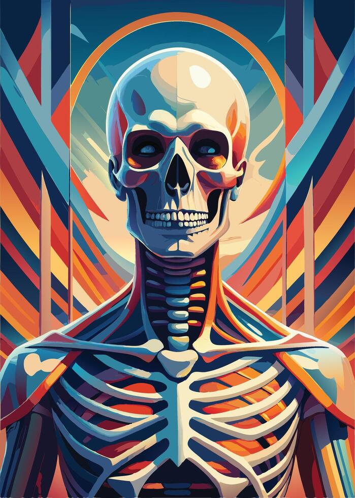 art of Human skeleton drawing Abstract minimal flat art vector