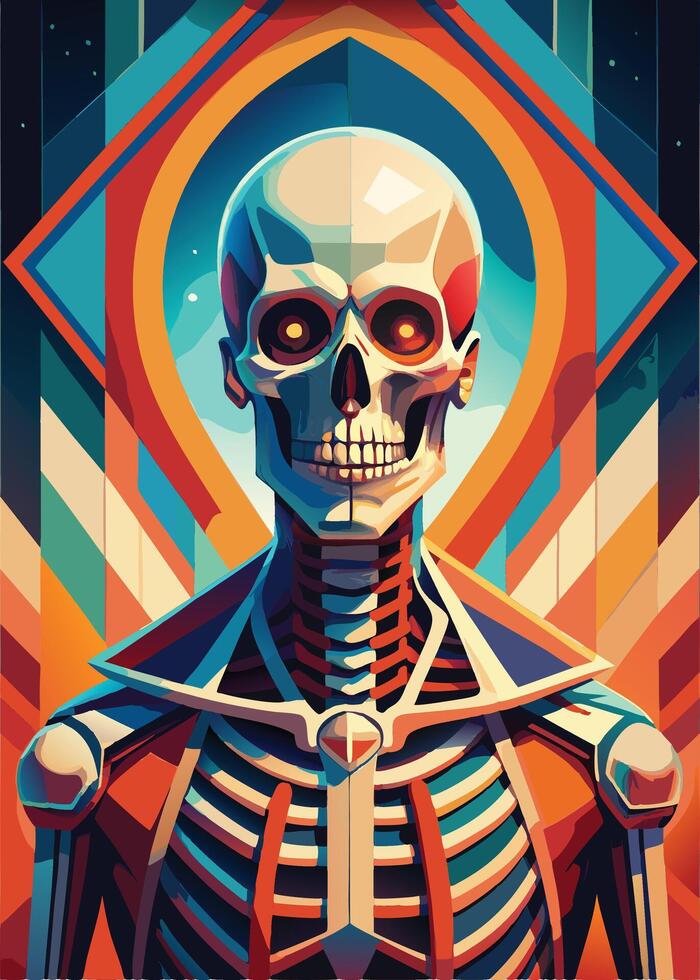 art of Human skeleton drawing Abstract minimal flat art vector