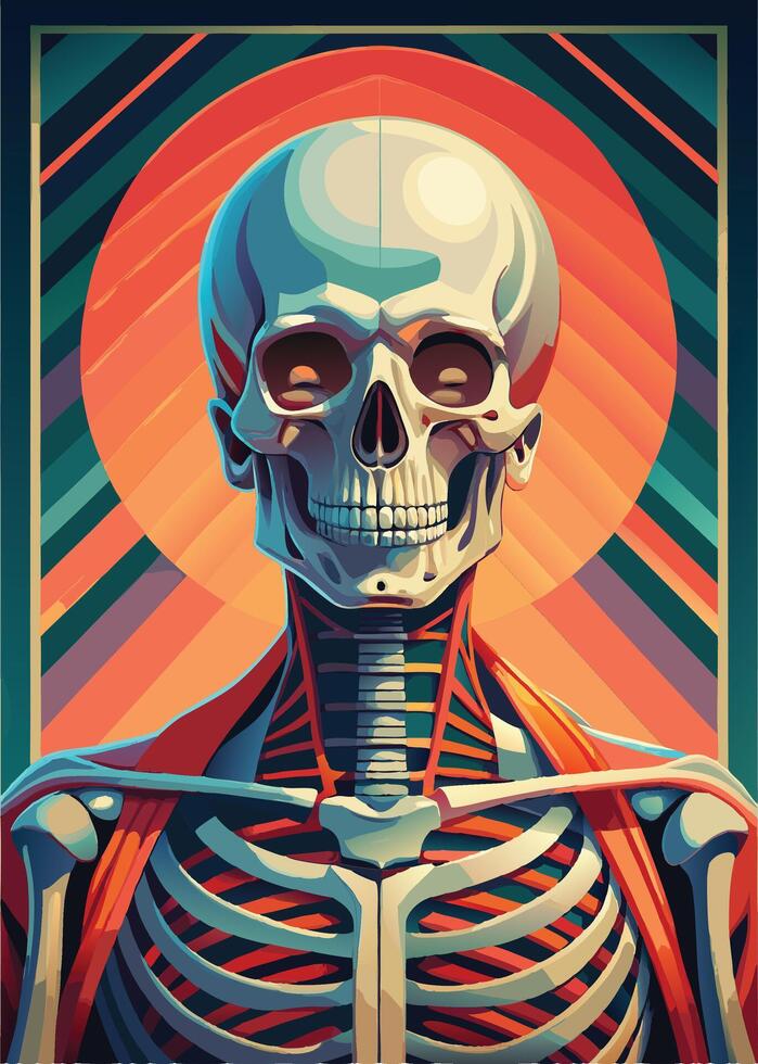 art of Human skeleton drawing Abstract minimal flat art vector