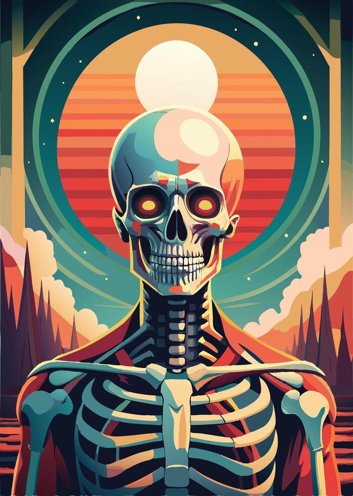 art of Human skeleton drawing Abstract minimal flat art vector