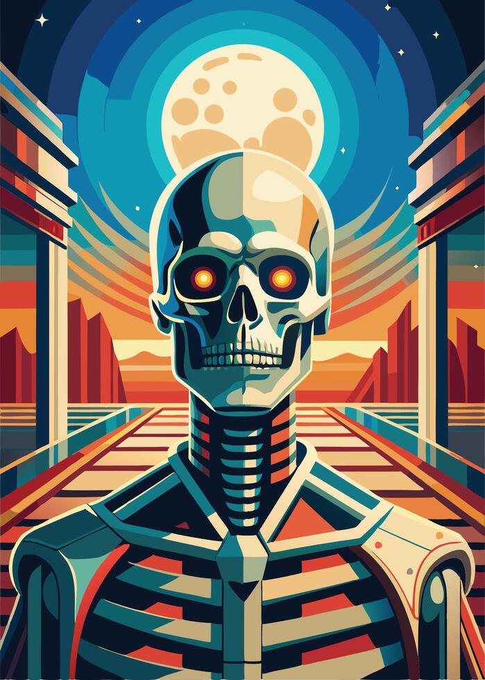 art of Human skeleton drawing Abstract minimal flat art vector