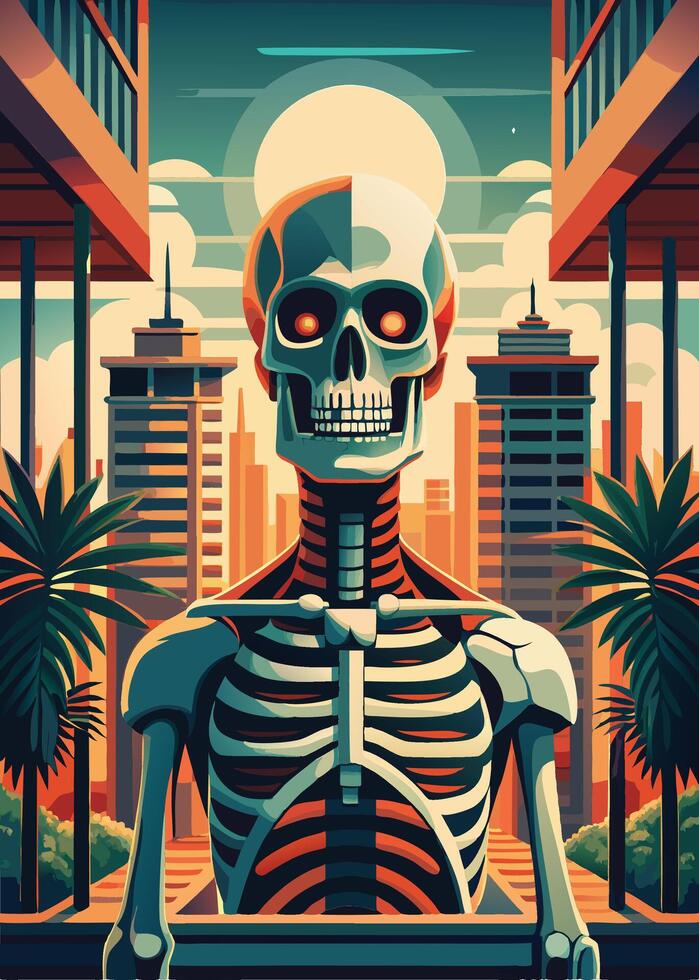 art of Human skeleton drawing Abstract minimal flat art vector