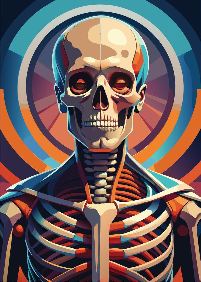 art of Human skeleton drawing Abstract minimal flat art vector
