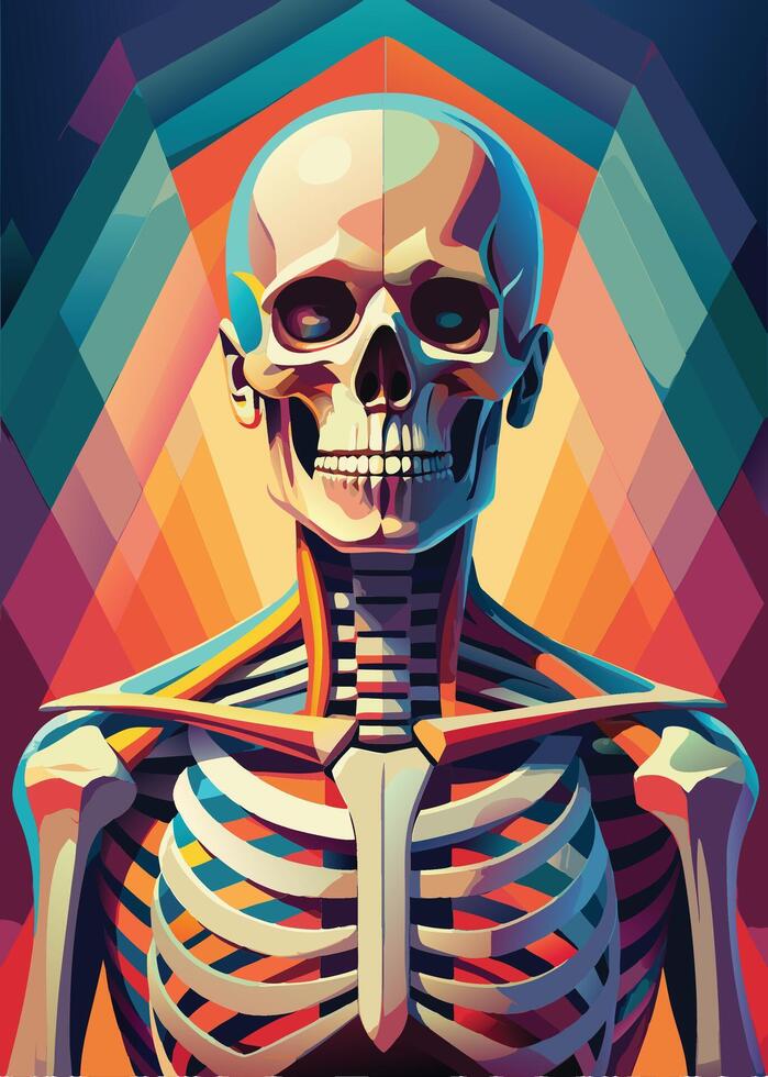 art of Human skeleton drawing Abstract minimal flat art vector