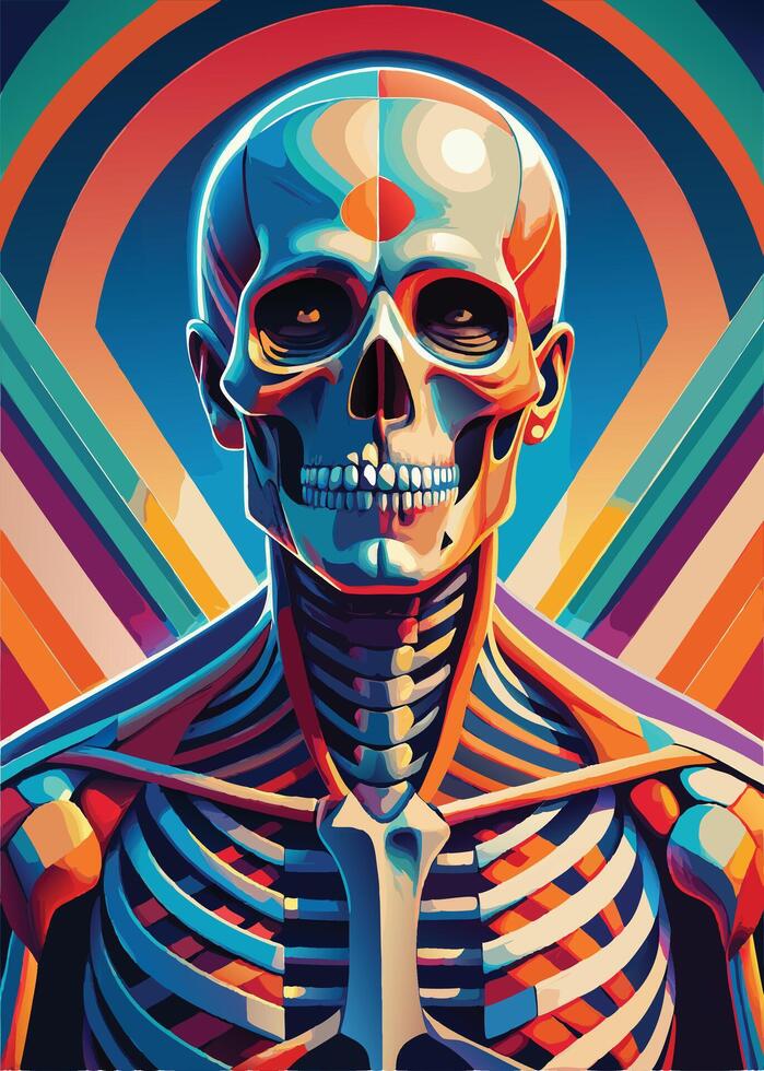 art of Human skeleton drawing Abstract minimal flat art vector