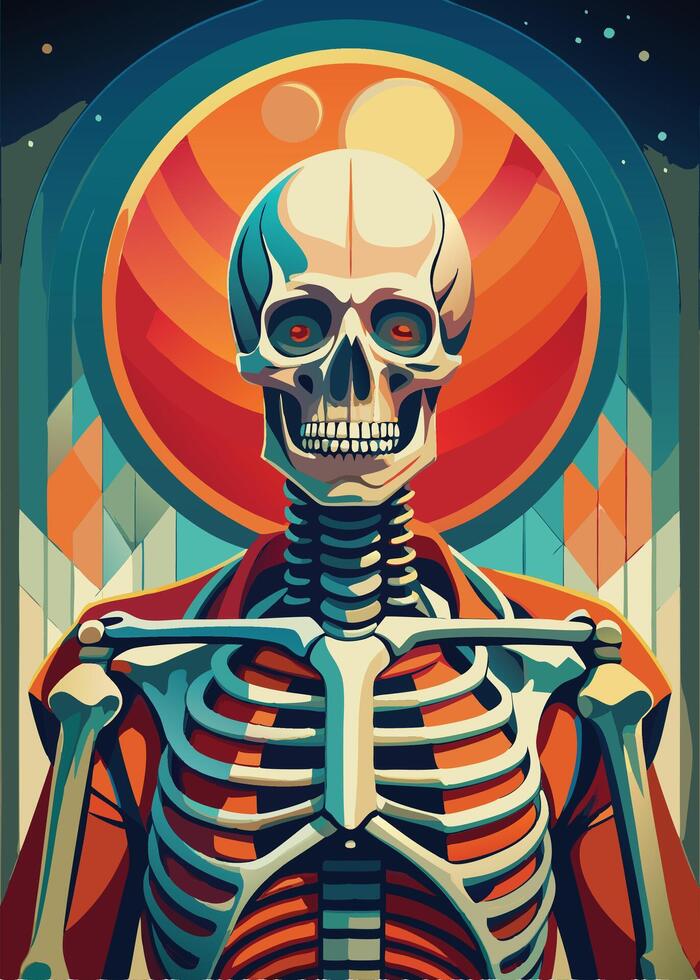 art of Human skeleton drawing Abstract minimal flat art vector