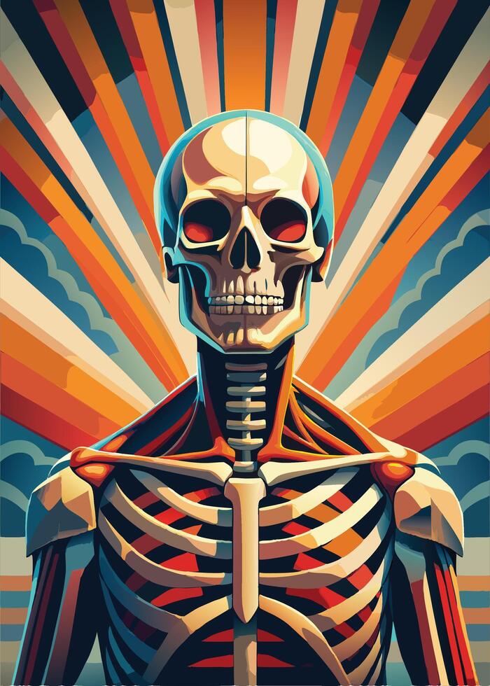 art of Human skeleton drawing Abstract minimal flat art vector
